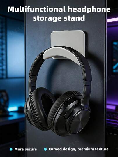 Soporte de pared universal para auriculares, gancho de almacenamiento para soporte de auriculares, soporte para controlador debajo del escritorio, estante para auriculares