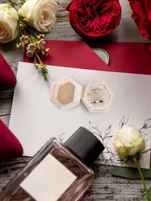 1Pc Velvet Hexagonal Double-Layer Ring Box Portable Jewelry Gift Case For Proposal Engagement Wedding Anniversary Keepsake Storage - Multicolor - View 5