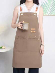 1 chiếc tạp dề đầu bếp bằng polyester có dây đeo chéo điều chỉnh được, mềm mại và thoáng khí, 4 túi, thích hợp cho nhà hàng, nhà bếp, nấu nướng, làm bánh, vẽ tranh, làm vườn và các trường hợp khác, tạp dề đeo eo unisex. - Nhiều màu - Xem 13