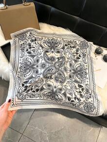 1pc Elegant Paisley Floral Print 70cm Silk-Like Square Scarf, Versatile Bandana, Waist Belt, Hair Accessory, Fashion Neckerchief Suitable For Daily Matching And Decoration,Beach,Holiday - Multicolor - View 7