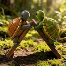 1pc Inspiring Turtle, Turtle Climbing Stairs, Interesting Garden Planter Statue, Thoughtful Gift, Hand-Painted Resin Craft - Ladder Turtle - View 6