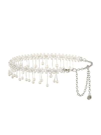 1 pieza Cadena de cintura de metal multicapa con perlas para mujer, estilo vaquero occidental, decoración de cadena para la cintura, adecuada para vestidos, vaqueros y conciertos de música country
