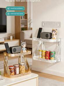 Estantería de 2 niveles para especias de cocina, montada en la pared sin necesidad de perforar, organizador de almacenamiento para botellas de aceite, sal, salsa y vinagre - Ver 3