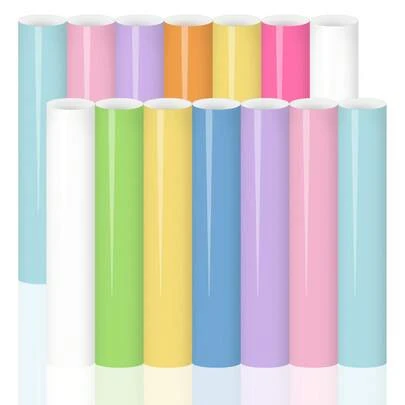 Assorted Color Permanent Vinyl Wrap Sheets - 12"X10" 14 Pcs Glossy Permanent Vinyl, Candy Color Bohemian Tones For Home Decor, Birthday Party, Mug Gifts