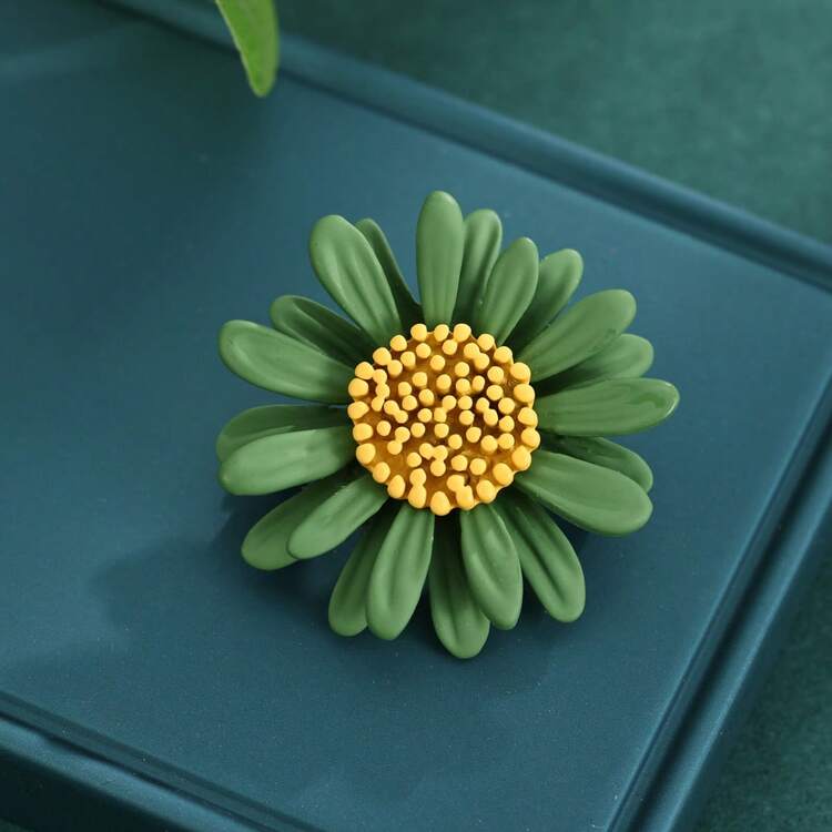 1pc Enameled Yellow Daisy Brooch - Pink - View 5