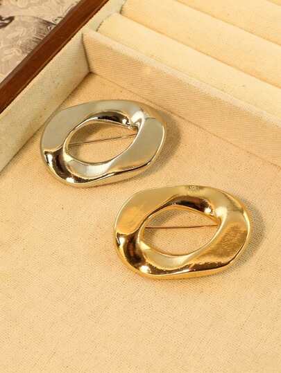 1 stuk minimalistische asymmetrische goudkleurige damesbroche