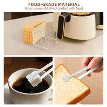 半件套不锈钢吐司架，带心形糖夹、面包展示架和食物夹，厨房用具，适合早餐、烘焙和返校季使用 - - - 查看 3