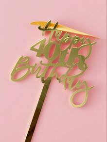 1个金色“生日快乐”蛋糕装饰插牌，亚克力材质，适用于18/21/30/40/50/60/70岁生日派对蛋糕装饰，亚克力生日蛋糕装饰，甜点桌装饰，烘焙用品，派对装饰，厨房必备，节日礼物，现代字母蛋糕装饰，送给家人和朋友的完美生日派对纪念品 - 多色 - 查看 9