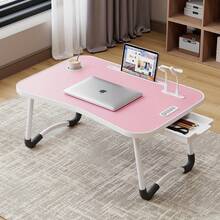 Foldable Laptop Bed Desk With 4 USB Ports, Large Lap Desk With Drawer & Cup Holder, Portable Table For Bed, Sofa & Floor, With USB Fan & Light - Upgrade Black - 查看 1