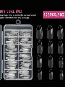 120 móng giả tròn trong suốt, cỡ trung bình, 12 kích cỡ, phù hợp cho tiệm nail và tự làm tại nhà. - Trong sáng - Xem 3