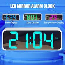 16.0cm Large LED Display Digital Alarm Clock With Voice Control, Adjustable Brightness, Dual Power Mode (USB Or AAA Battery), Rectangular Plastic Travel Alarm Clock Suitable For Bedroom, Living Room, Office - Movie Theme - Multicolor - View 1