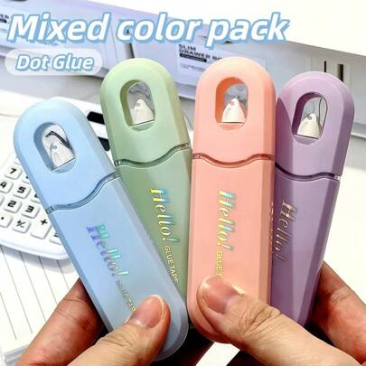 4 PIEZAS Juego de cinta adhesiva doble cara de gran capacidad - Colores suaves, adecuado para artículos de oficina, manualidades escolares, scrapbooks, embalaje de regalos y relleno de álbumes, suministros para scrapbooking