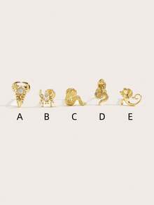 1 pièce Boucles d'oreilles à clous délicates et à la mode avec motif animal, convient pour le port quotidien des femmes - Multicolore - Voir 2