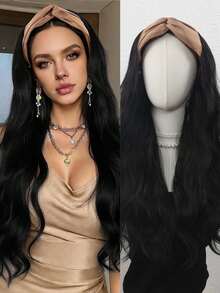 Tóc giả dài xoăn 24 inch bằng sợi tổng hợp, có băng đô tháo rời, chịu nhiệt, phù hợp cho phụ nữ. - Nhiều màu - Xem 8