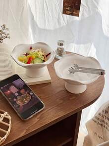 1 chiếc khay sứ đế lượn sóng bất đối xứng, giá đựng trái cây và tráng miệng phong cách Ins sáng tạo, khay đế đa chức năng tối giản, phù hợp cho phòng ăn, phòng khách, phòng ngủ, nhà bếp. - trắng - Xem 4