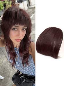 女士假发，带刘海，无鬓角，眉毛上方刘海，自然无缝，采用高温纤维制成，直刘海，合成假发。 - 彩色 - 查看 11