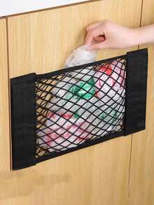 Filet de rangement élastique durable avec bandes auto-adhésives, poches de rangement pour sacs poubelle, rangement pour sacs en plastique monté au mur pour porte de placard de cuisine, sacs en maille adhésifs, sacs suspendus grande capacité, convient à tous les véhicules, organisation de véhicule, design élégant, construction robuste, accessoires pour propriétaires de camping-cars, organisation de fret, sacs en maille, design élastique, sacs en maille ajustés, cadeaux pour parents sportifs, fournitures pour propriétaires de camping-cars - multicolore - Voir 3