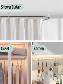 Bộ 2 giá đỡ thanh rèm gắn trên nóc không cần khoan, giá đỡ thanh rèm tự dính chịu lực cao, móc rèm điều chỉnh được phù hợp với thanh rèm đường kính 1,2 inch, dùng cho tủ quần áo, phòng ngủ, phòng tắm, nhà bếp, cửa sổ căn hộ - Nhiều màu - Xem 3