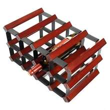 Botelleros de pie Independientes de Madera y Acero metálico Armario de Vino Natural Decoración de Almacenamiento Estante de Vino Diseño Retro Organizador de Botellas de Vino - como en la foto - Ver 6