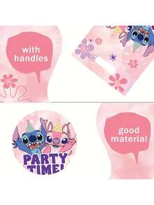 asmodee Lilo And Stitch Cartoon Character Stitch Pattern Party Gift Bags, Suitable For Cookies, Candies, Stitch Themed Birthday Parties, Holiday Supplies Paper Bags, Gift Bags For Various Themed Parties - A - View 8