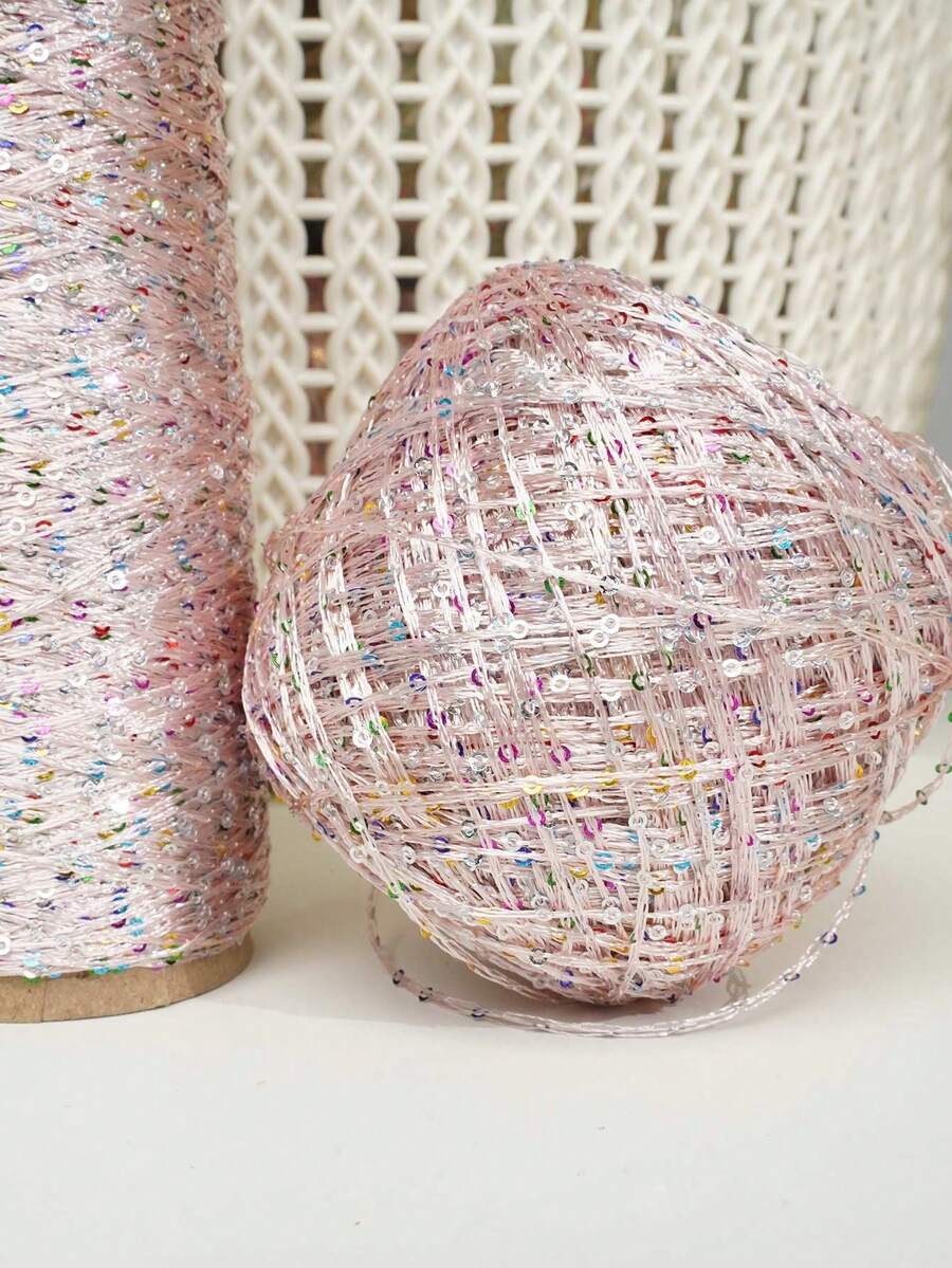 50克亮片纱线，具有闪亮效果，适合编织毛衣、帽子、DIY手工材料，也是情人节和母亲节礼物的理想选择。 - 1件粉紅色 - 查看 1