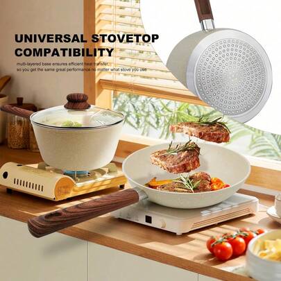 ABKOK 1pc/10pcs Set, Cookware Set, Non-Stick Pans (Including Frying Pan And Pancake Pan), Available As Set Or Individual Pans, Suitable For Breakfast And Daily Cooking, Compatible With Induction Cooktop And Universal Stove