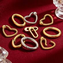 1个18K镀金304不锈钢弹簧扣环，心形/竹节形/圆形O型环连接器，适用于DIY项链手链首饰制作 - 卡扣 - 查看 10