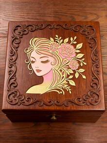 4pcs Flower Girl Hollow Painting Template DIY For Fabric, Glass, Paper, Wood Creative Spray Painting Printing Tool, Reusable Plastic Material - Flower-wearing Girl - View 7