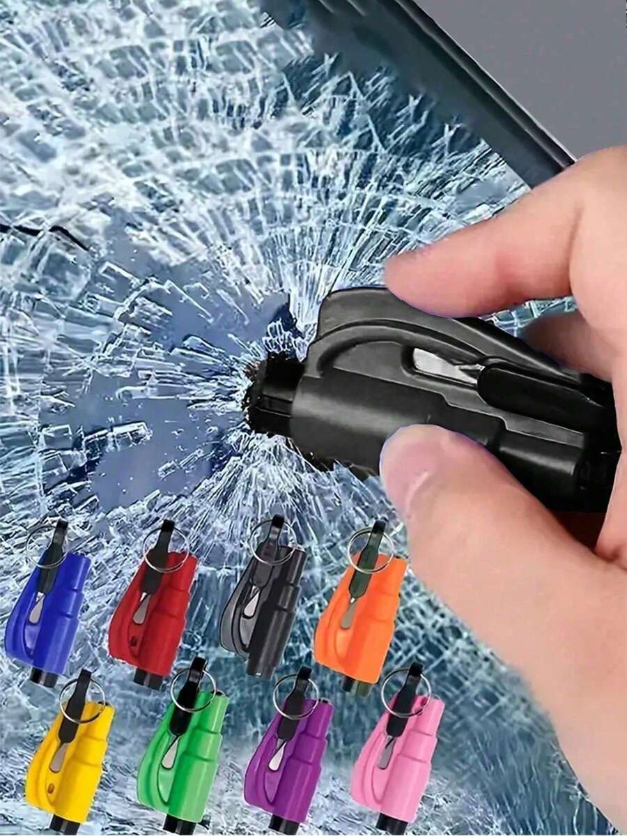 2-In-1 Emergency Safety Belt Cutter With Keychain, Hammer, Mini Fire Extinguisher, Car Escape Tool, Window Breaker, Portable Rescue Tool Keychain, Emergency Hammer, Car Emergency Escape Device Window Breaker, Multi-Function Emergency Window Glass Rescue Tool - Easily Break Glass And Cut Seatbelt In Emergency Situations, Cute Goth Y2K Style Student Car Accessories, Multi-Color - Multicolor - View 1