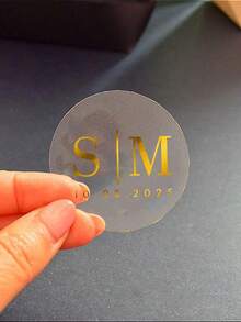 Nhãn dán tên/ngày cưới tùy chỉnh, nhãn dán tròn cá nhân hóa, nhãn dán cưới có thể tùy chỉnh, nhãn dán cảm ơn - Nhiều màu - Xem 5