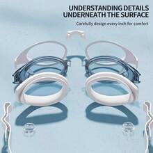 1 Pair Professional High Definition Anti-Fog Waterproof Swimming Glasses For Men And Women - Comfortable, Replaceable Nose Bridge, White Frame Clear Vision - Ideal For Swimming - [白色的] - 查看 7
