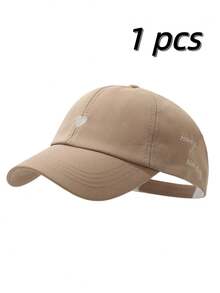 1 Mũ lưỡi trai nữ kiểu bóng chày có lỗ xỏ tóc đuôi ngựa và thêu hình trái tim, mũ chống nắng mùa hè đa năng. - Nhiều màu - Xem 10