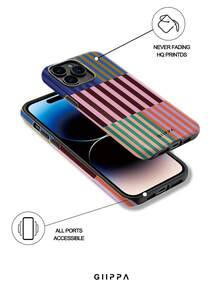 GIIPPA 一款三色条纹图案手机壳，兼容 17 Pro Max、16 Pro Max、15 Pro Max、14 Pro Max，韩版时尚趣味手机壳，也适用于 11/12/13/14/15/16 Pro Max Plus，优雅设计男女皆宜，是圣诞节、情人节、复活节、婚礼季和生日送给女友的理想礼物。 - 多色1 - 查看 3