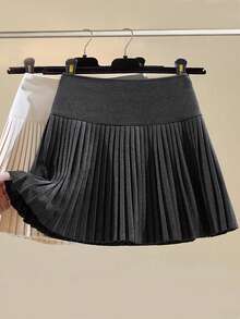 New Women's Summer Solid Color Mini Skirt, Elegant Fashion Party Pleated Skirt Spring - Dark Grey - View 1