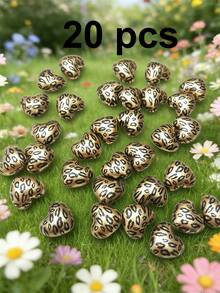 5/10/20/30/50pcs Multi-Color Fashionable Cute Leopard Print Heart Beads, Focal Beads Suitable For DIY Necklace, Bracelet, Earring, Keychain, Phone Strap, Decorative Pen, Couples Gift - Multicolor - View 19