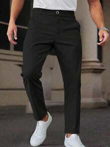 Quần tây nam công sở co giãn, nhẹ, thích hợp cho mùa hè. Chống nhăn, có thể giặt máy. Quần tây công sở trang trọng, lý tưởng cho chơi golf, quần tây công sở nam. - màu đen - Xem 5