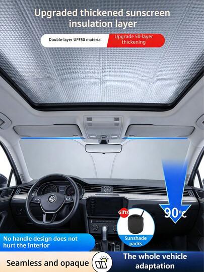 Portable Universal Car Windshield Sunshade - Interior Heat Insulation Front Windshield Cover, Summer Car Front Windshield Sunshade, UV Protection And Heat Insulation Sunshade