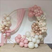 Bộ 20/40 bóng bay màu hồng nhạt (Nude Pink Dust) + 2 dải ruy băng, bóng bay helium màu hồng phấn cổ điển 10 inch, kết hợp với bóng bay cao su màu trắng ngà và vàng sâm panh, thích hợp cho sinh nhật, đám cưới, tiệc cô dâu, trang trí tiệc. - A-1 - Xem 5