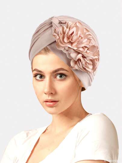 1 chiếc khăn trùm đầu hoa 3D dành cho nữ, mũ cho người hóa trị, mũ đội trong đám cưới hoặc nhà thờ, thích hợp sử dụng hàng ngày.