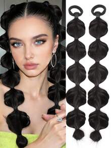 18 Inch 2pcs Hand-Woven Bubble Twist Braids Wig With Elastic Rubber Band, Heat Resistant Synthetic Wig, Suitable For Women - Multicolor - View 9