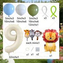 43 Pieces, Including 32-Inch Off-White Digital Numbers, Mini Giraffes, Zebras, Monkeys, And Large Lions, Suitable For Birthday Party Decorations For Ages 1–9, Baby Shower Decorations, Anniversary Decorations, And Photo Props, - View 10