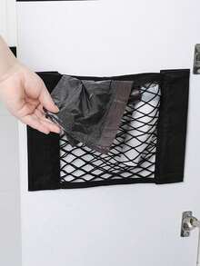 Filet de rangement élastique durable avec bandes auto-adhésives, poches de rangement pour sacs poubelle, rangement pour sacs en plastique monté au mur pour porte de placard de cuisine, sacs en maille adhésifs, sacs suspendus grande capacité, convient à tous les véhicules, organisation de véhicule, design élégant, construction robuste, accessoires pour propriétaires de camping-cars, organisation de fret, sacs en maille, design élastique, sacs en maille ajustés, cadeaux pour parents sportifs, fournitures pour propriétaires de camping-cars - multicolore - Voir 2