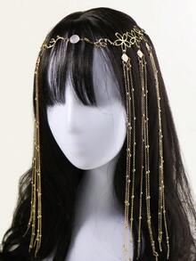 Tassel Charm Flower Decor Hair Clip With Chain Party Bow Carnival Head Jewelry Head Pieces Jewelry, School Stuff, Jewellery For Women, Wedding, Hair Accessories, Bride To Be - Vàng - Xem 1