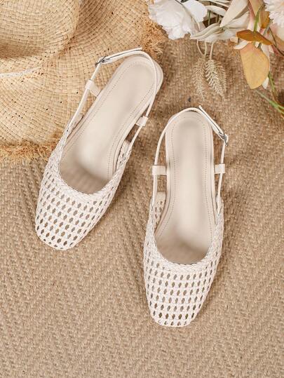 2026新款波西米亚镂空编织透气一脚蹬穆勒鞋，平底休闲舒适优雅镂空鞋，轻便透气，适合日常休闲、购物、办公等各种场合。