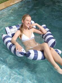 1pc Inflatable Pool Float Hammock Bed, Adult Summer Swimming Pool & Beach Party Accessory, Perfect Gift For Pool Vacation & Relaxation, Beach Essentials, Pool Inflatable, Pool Float - Multicolor - View 18