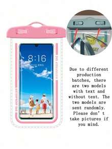2pcs Waterproof Diving Bag, Touch Screen Sealed, Suitable For Swimming, Underwater Photography, Dustproof, Shockproof, Rainproof, Waterproof, Floating, Portable, Can Be Used As Sports Phone Case, Sports Bag, Waterproof Bag, Holiday Beach Travel Waterproof Phone Case, Summer Swimming Bag, Holiday Beach Wallet, Outdoor Sports Holiday Swimming Pool Sports Fitness Travel Bag, Unisex Travel Essential Beach Swimming Bag - 黑色+粉紅色 - 查看 2