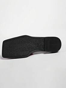 女士弹力套脚方头凉鞋 - 夏季闭趾平底鞋，闪亮面料鞋面，舒适橡胶鞋底和踝带 - 休闲和正式场合皆宜，时尚耐穿 - 黑色 - 查看 4