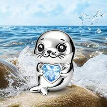 1颗925纯银印章吊坠珠，适合女士手链和项链DIY首饰制作及日常装饰 - 海豹 - 查看 6