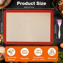 2 Pieces Silicone Baking Mat Non-Stick Canvas Baking Sheet Baking Mat (40 X 30 Cm) - Multicolor - View 2