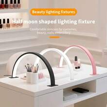 1 đèn làm móng hình lưỡi liềm hiện đại, dùng nguồn USB, bằng kim loại, bề mặt được đánh bóng, điều khiển bằng nút bấm, chao đèn bằng nhựa, thích hợp sử dụng tại nhà và chuyên nghiệp, không cần pin. - đèn làm móng - Xem 10